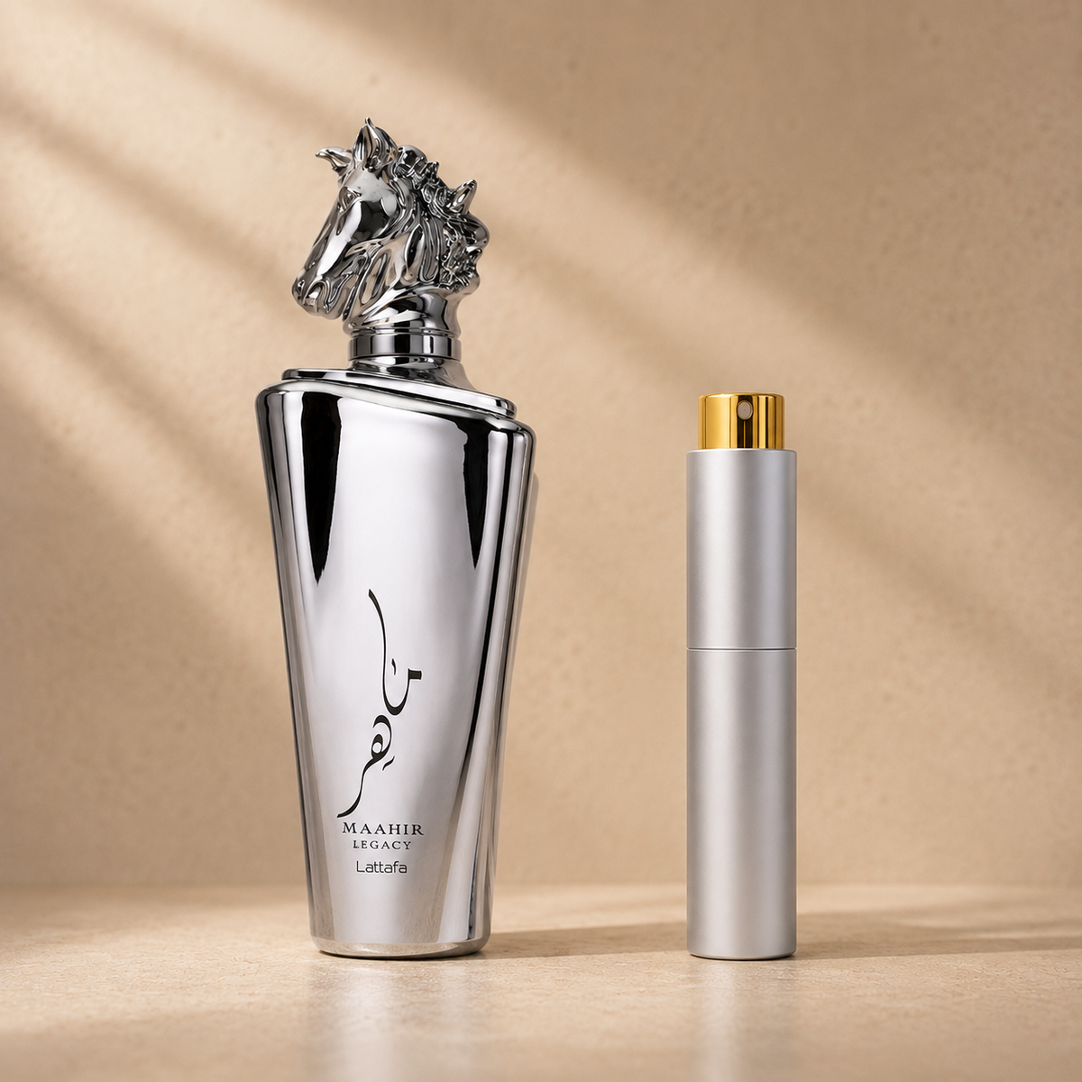 Lattafa Maahir Legacy originalflaske med sølv atomizer