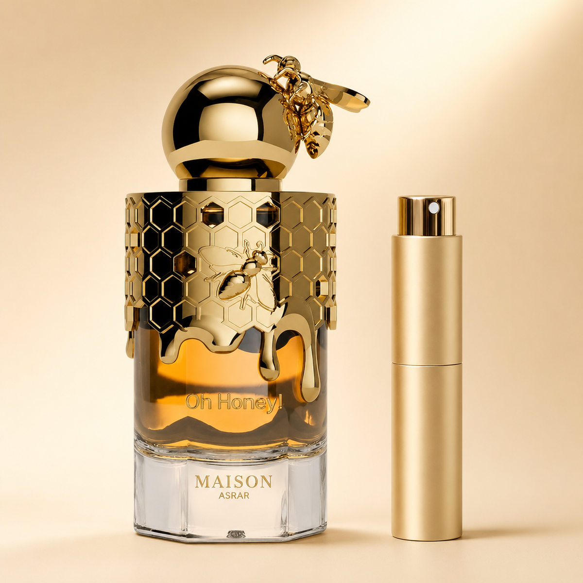 Maison Asrar Oh Honey! med Guld Premium Twist Atomizer